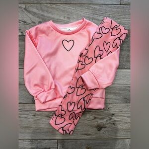 SHEIN Pink Heart Kids Pajamas 4T new